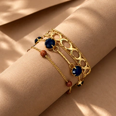 Pulseira Pedras Azuis Banhado a Ouro - Anna Luna Semijoias