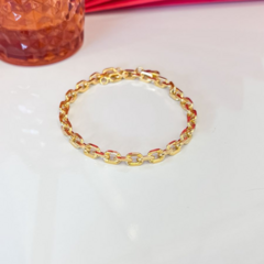 Pulseira Masculina Elo Cadeado Grossa Banhado a Ouro - 21cm