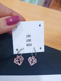 Aro argolla con dije en diamante espejo