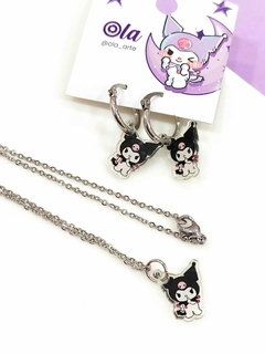 Conjunto kuromi en acero quirurgico plateado - comprar online