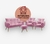 Kit Poltrona Namoradeira e 2 Poltronas Decorativas Estofada + puf redondo Sued