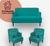 Kit Namoradeira + 2 Poltrona Decorativa Opala Suede Marrom Pés Madeira