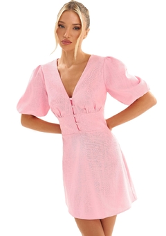 Vestido curto com botões