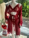 ROBE EM TULE MANGA LONGA
