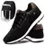Kit sapatenis masculino preto com detalhes em marrom e cinto preto ao lado.