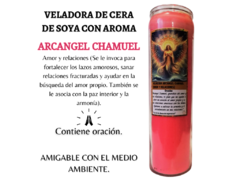 VELADORA DEL ARCÁNGEL CHAMUEL AROMA A FRESA | CERA DE SOYA | CONTIENE UN CUARZO ROSA – PARA EL AMOR, PAZ Y ARMONÍA en internet