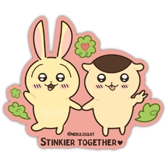Sticker vinilo glitter - Stinkier together chiiikawa
