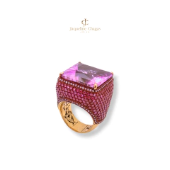 Anel Kunzita com Safira Pink