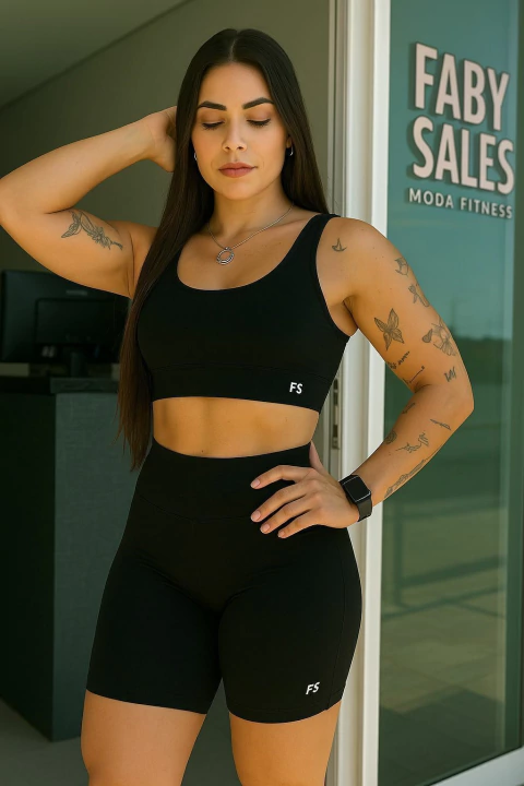 Short Meia Perna Get zero transparência Preto