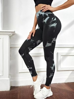 Calças Push Up sem costura para mulheres, Tie Dye, Leggings esportivas, treino, ginástica - BOX SETE