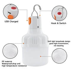 Lâmpadas LED recarregáveis USB ao ar livre, luz de emergência, gancho, campin - BOX SETE