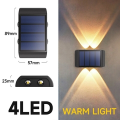Lâmpada de parede solar ao ar livre, luz quente, impermeável, cima e para baixo - comprar online