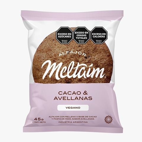 ALFAJOR INDIVIDUAL DE AVELLANAS Y CACAO VEGANO MELTAIM