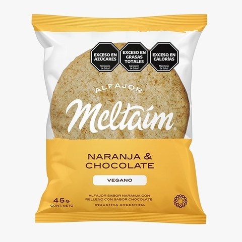 ALFAJOR INDIVIDUAL DE NARANJA Y CHOCOLATE VEGANO MELTAIM