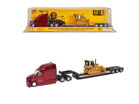 DIE CAST MASTER 1:87 TRAILER LOWBOY PETERBILT 579 + CAT BULLDOZER - comprar en línea