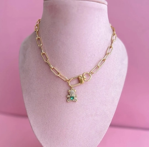 Collar eslabones oso zirconias
