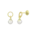 BRINCO INFANTIL BASE REDONDA COM PÉROLA 5MM PENDURADA BANHADO EM OURO