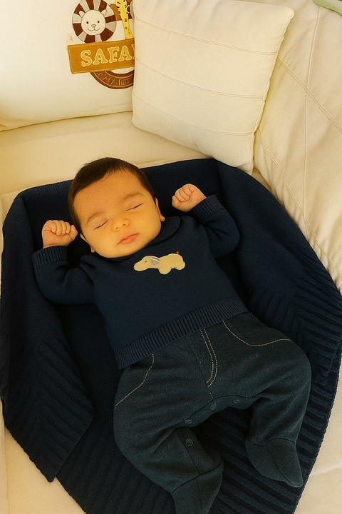 Saída de Maternidade Tricot Fofinho Marinho