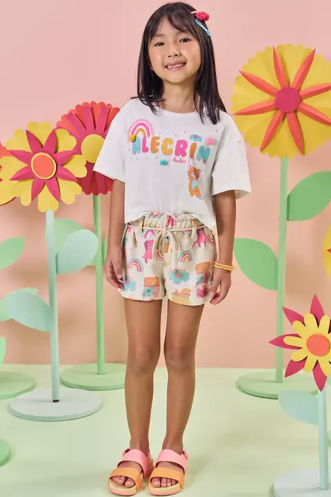 Conjunto de Boxy Over e Shorts em Moletom Linho Kukiê