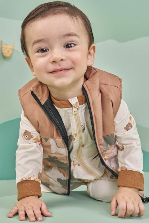 Macacão em Malha Comfy Urso Luc.boo