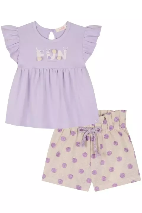 Conjunto de Bata e Shorts em Linho Kukiê