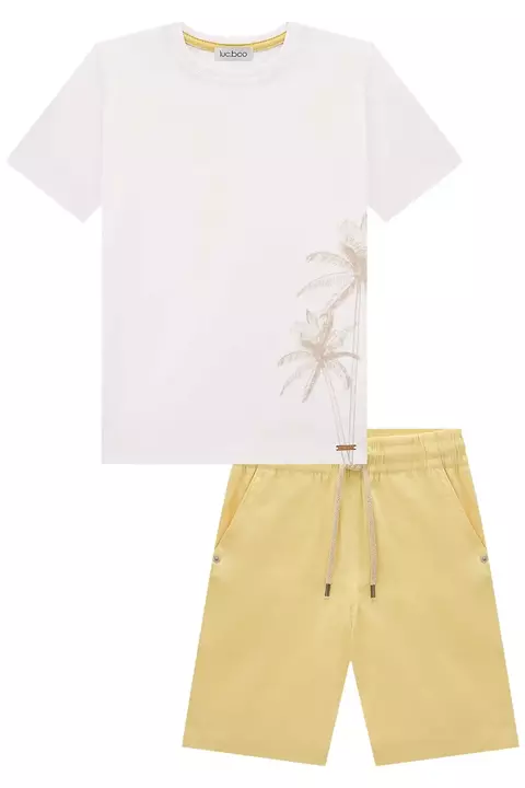 Conjunto de Camiseta e Bermuda em Linho Santorine Luc.boo