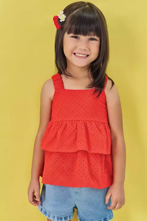 Conjunto de Bata em Laise e Short Jeans Kukiê