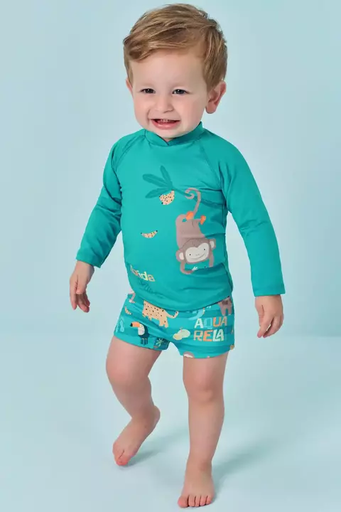 Conjunto de Camiseta Manga Longa e Sunga com Proteção UV Luc.boo