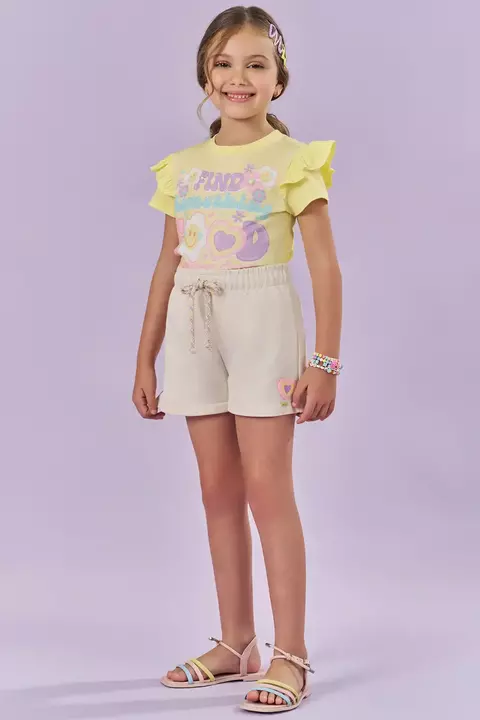 Conjunto de Blusa e Shorts em Moletom Kukiê