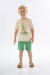 Conjunto Camiseta e Bermuda Animaizinhos Bege Up Baby.