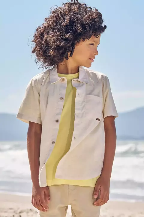 Camisa em Linho Deluxe Off White Luc.boo