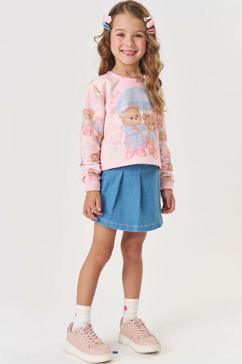 Conjunto Blusão e Short Saia Jeans Kukiê