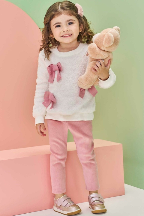 Conjunto de Blusa em pelo Carneirinho e Calça Legging em fleece Kukiê.