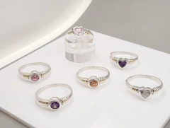 Anillo con cubic corazon - trabitas oro en internet