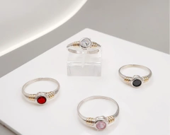 Anillo con cubic redondo - trabitas oro en internet