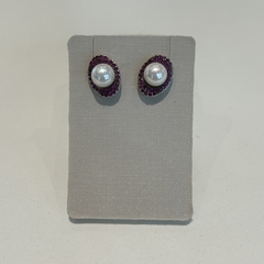 Aros de plata con perla y cubics