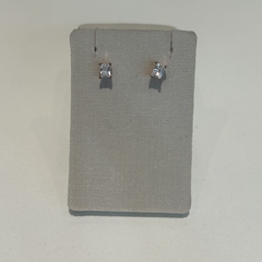 Aros de plata rose cubic baguette