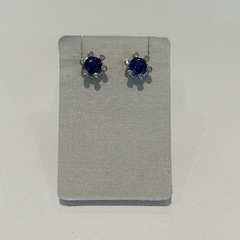 Aros de plata cubic central azul