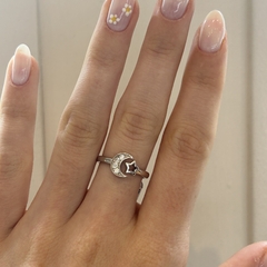 Anillo de plata luna con cubics