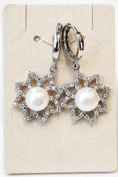 Aros Argolla con Flor y Perla