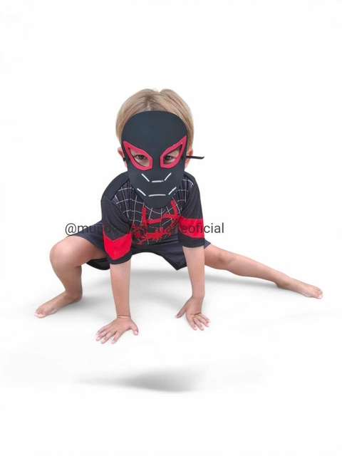 Fantasia infantil curta 4 até 10 anos - Homem Aranha Preta