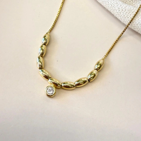 Colar tubinhos com zircônia Lara