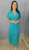 Vestido feminino midi azul casual
