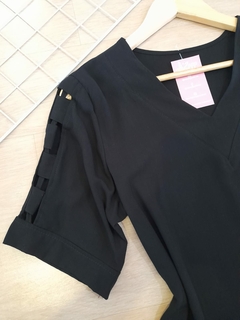Blusa feminina preta manga curta casual - Zapp moda feminina