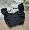 Cropped feminino social preto moda verão