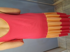Vestido feminino midi bicolor alça larga - comprar online