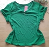 Blusa feminina plus size manga curta duna verde
