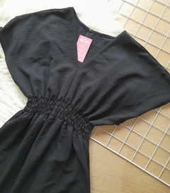 Vestido longo preto feminino manga curta - loja online