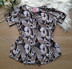 Blusa feminina malha fria estampada com manga