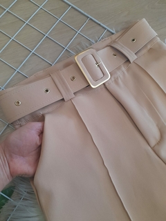 Calça pantalona feminina alfaiataria social cintura alta com cinto na internet